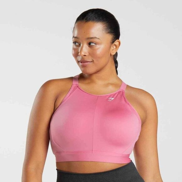 NWT Gymshark Pink High Neck High Support Sports Bra 36B/C - Picture 1 of 3